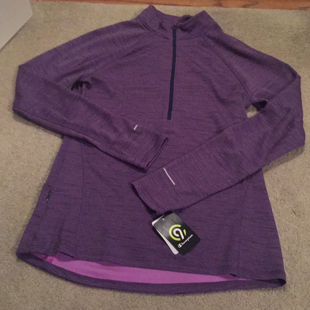 Champion Women's Purple Quarter-Zip Long Sleeve Pullover